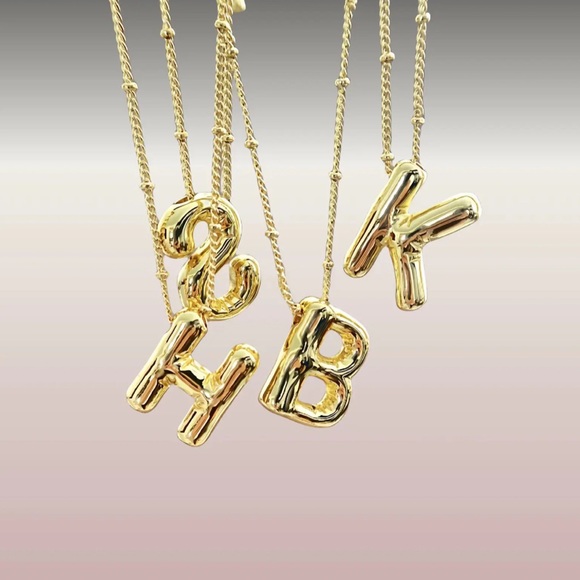 Bubble Balloon Letter H Initial Necklace - Picture 4 of 6